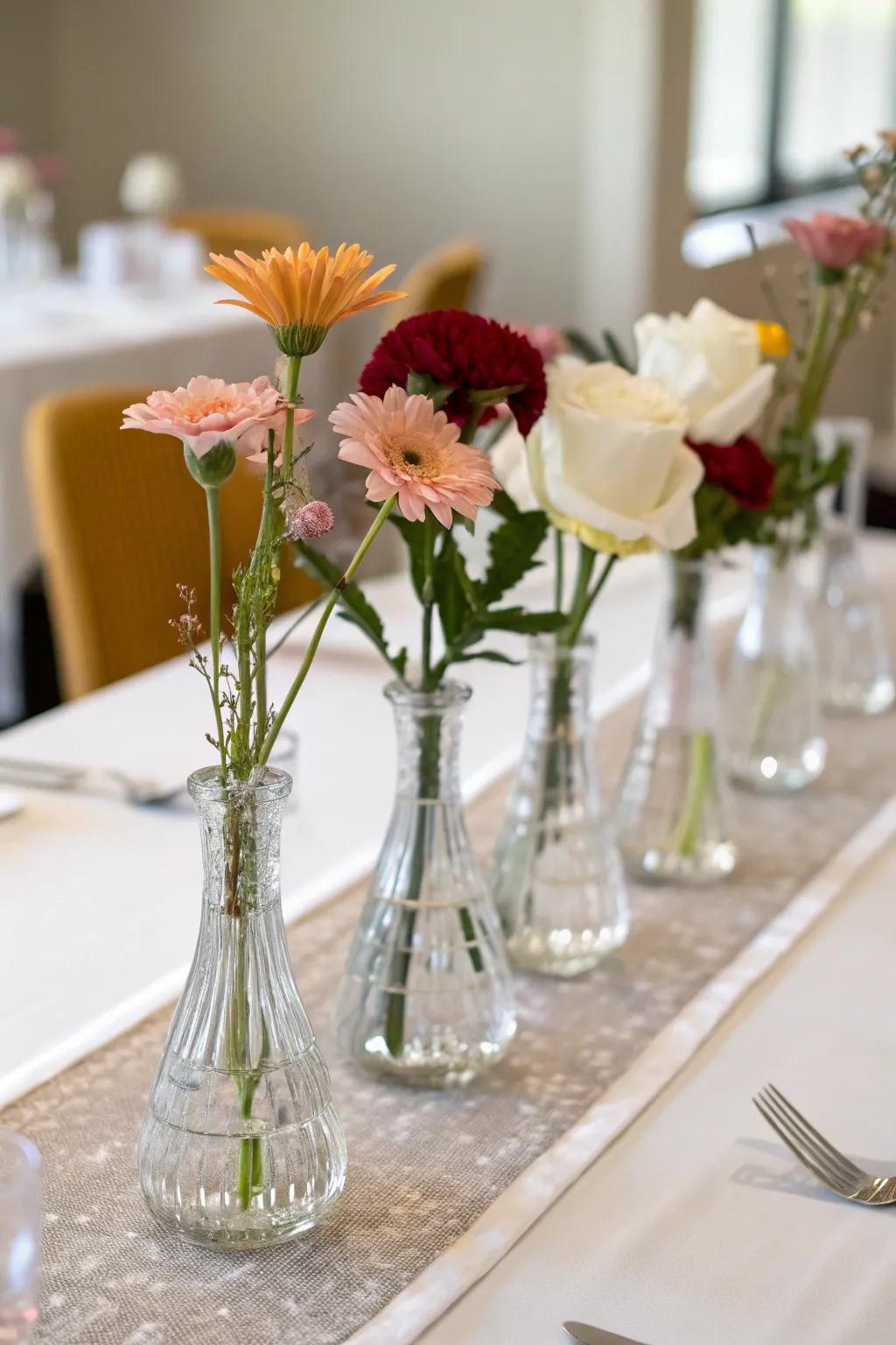 Crystalline vases incorporate a soupçon of glamour into botanical arrangements.