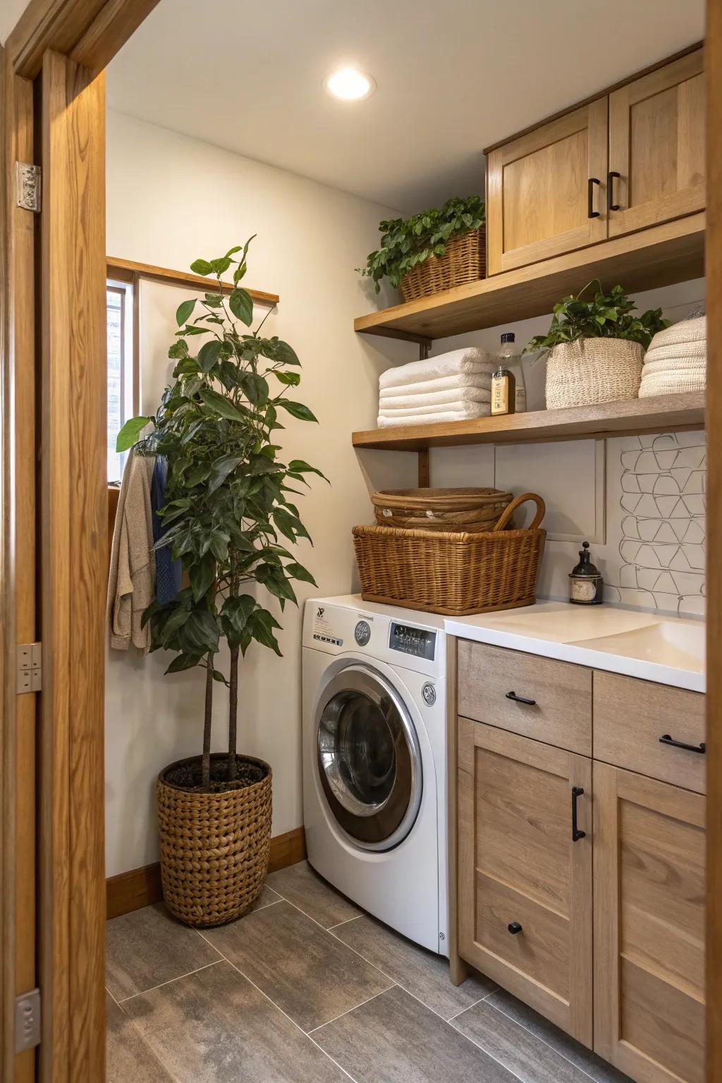 Natural elements lend warmth and life to the area.
