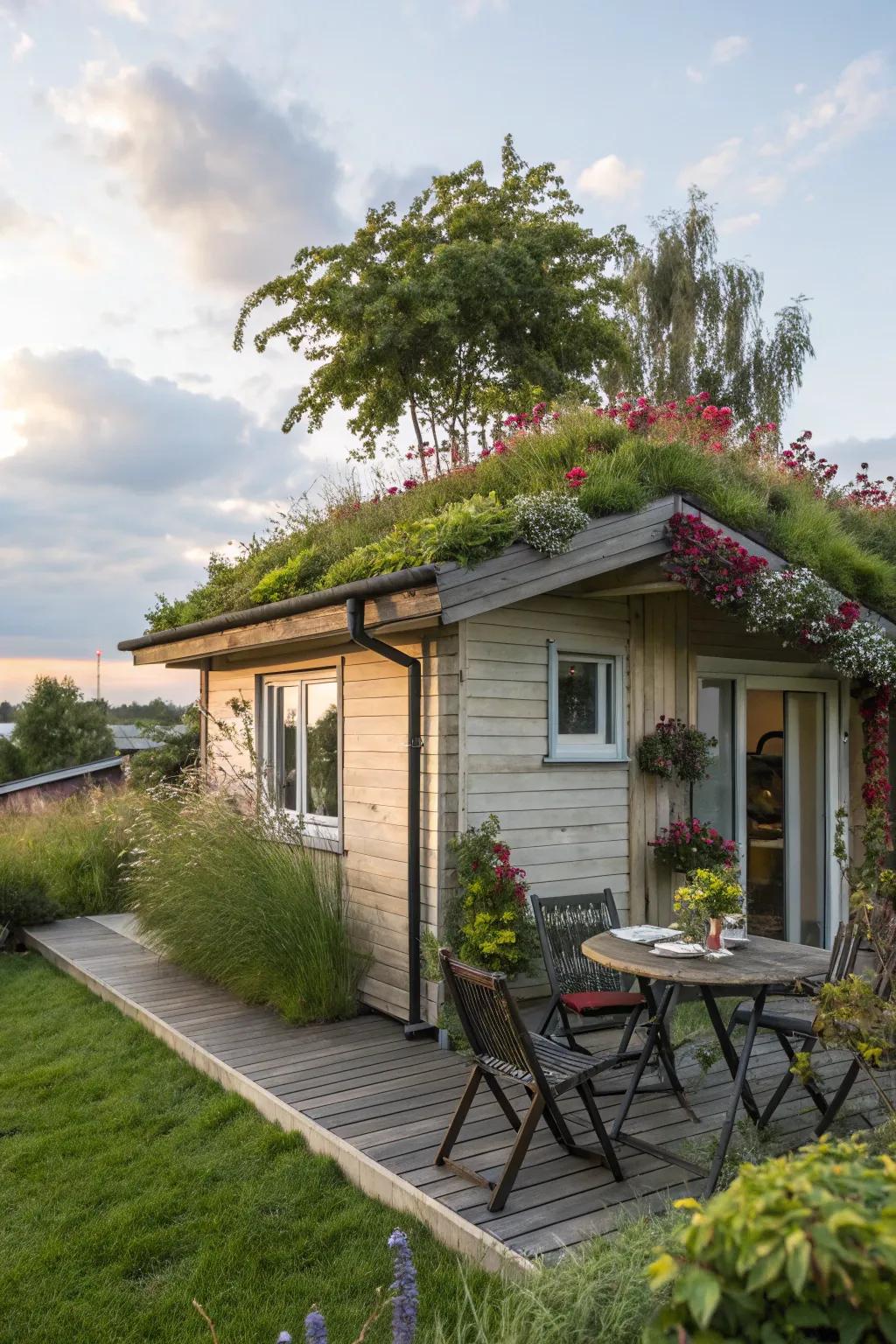 Rooftop gardens offer a unique blend of nature and living space in compact homes.