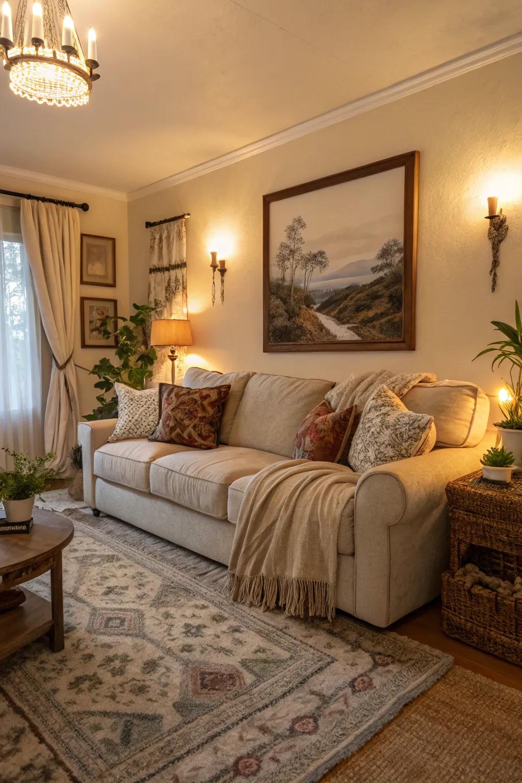 An oversized plush sofa offers the ultimate in comfort and relaxation.