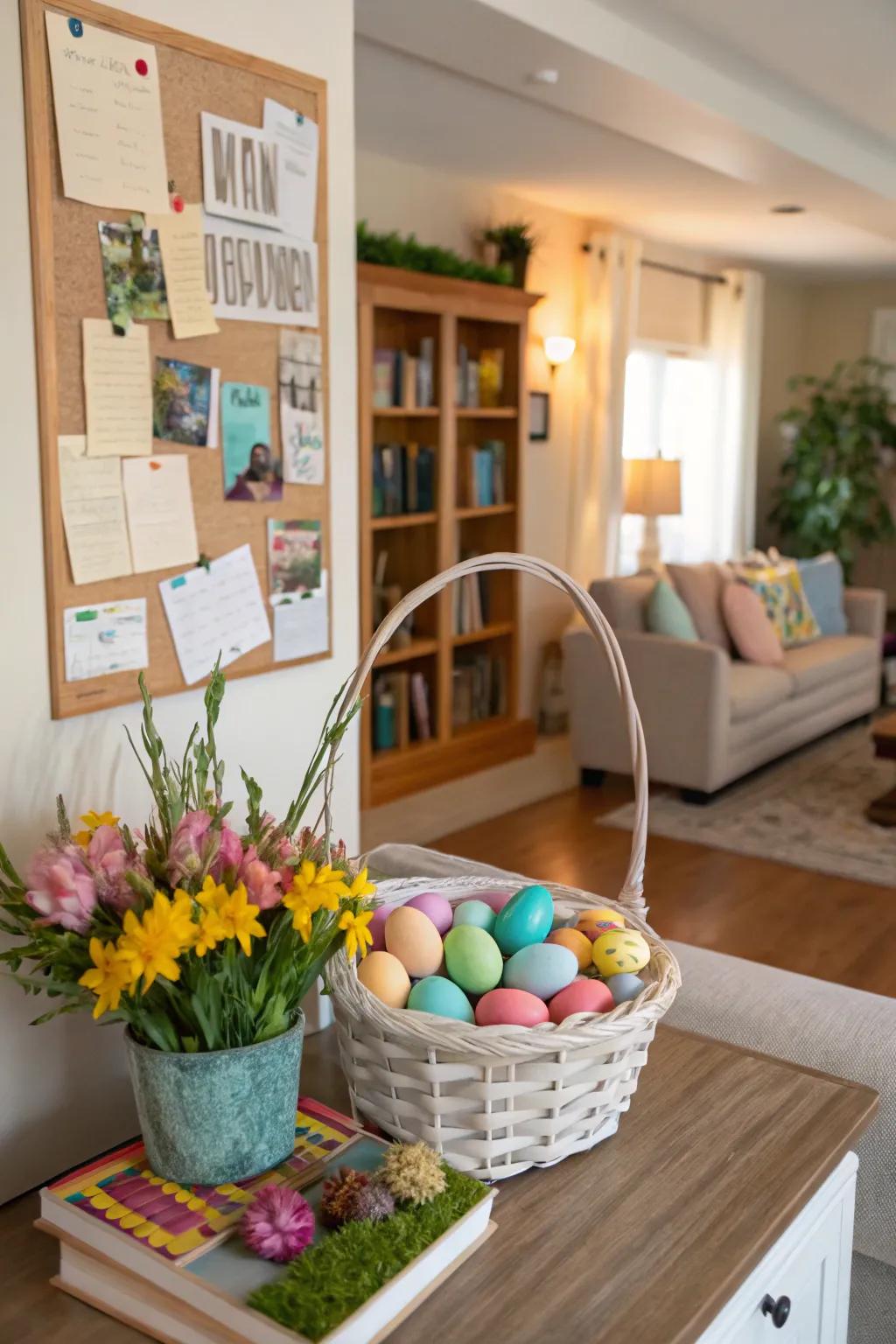 A 3D Easter receptacle infuses a participatory component within your board.