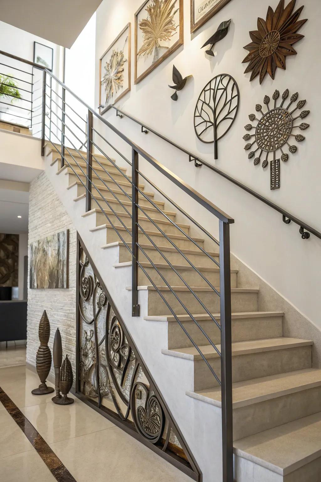 Metallic accents append a contemporary industrial nuance.