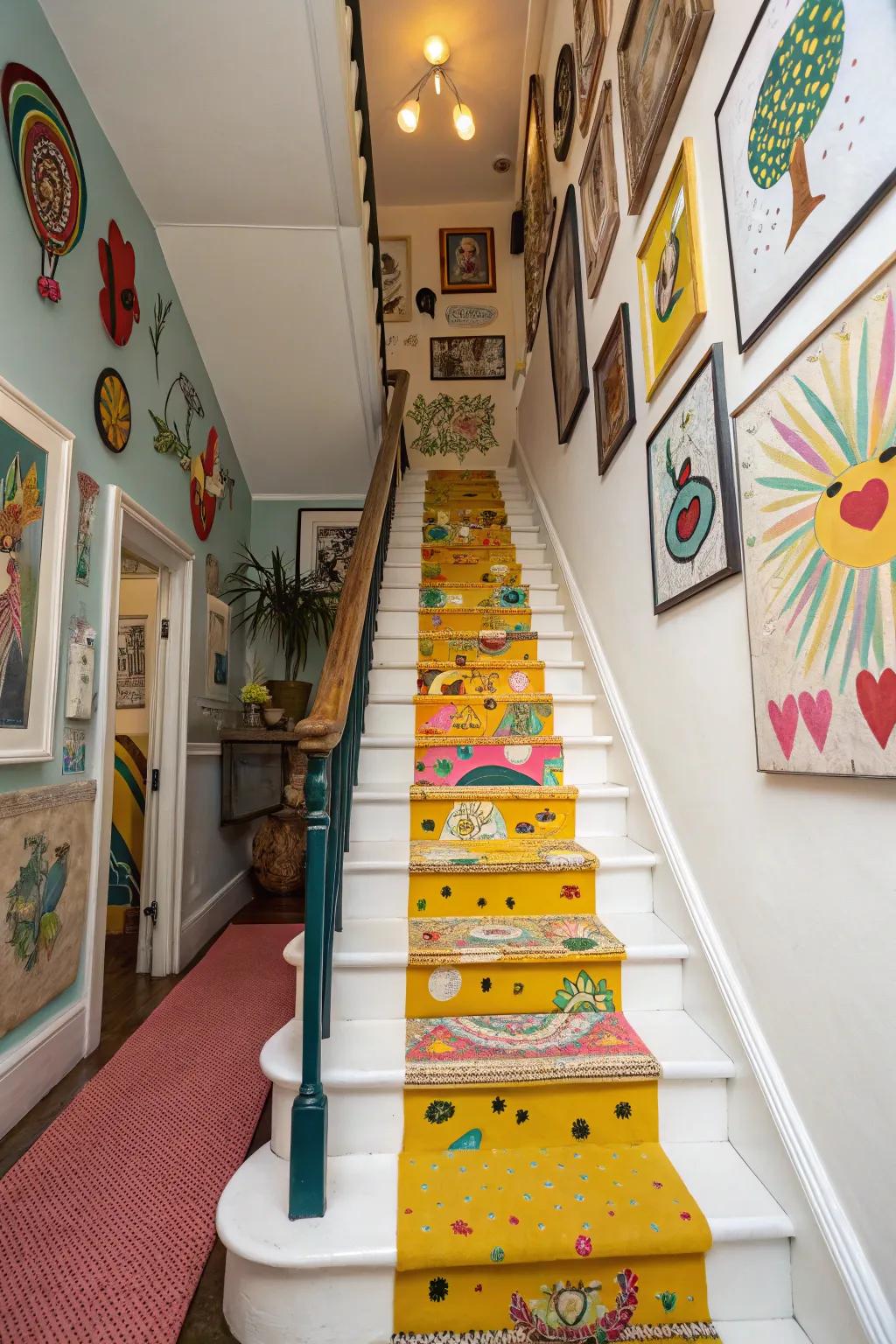 Add a playful touch with fun staircase decor.