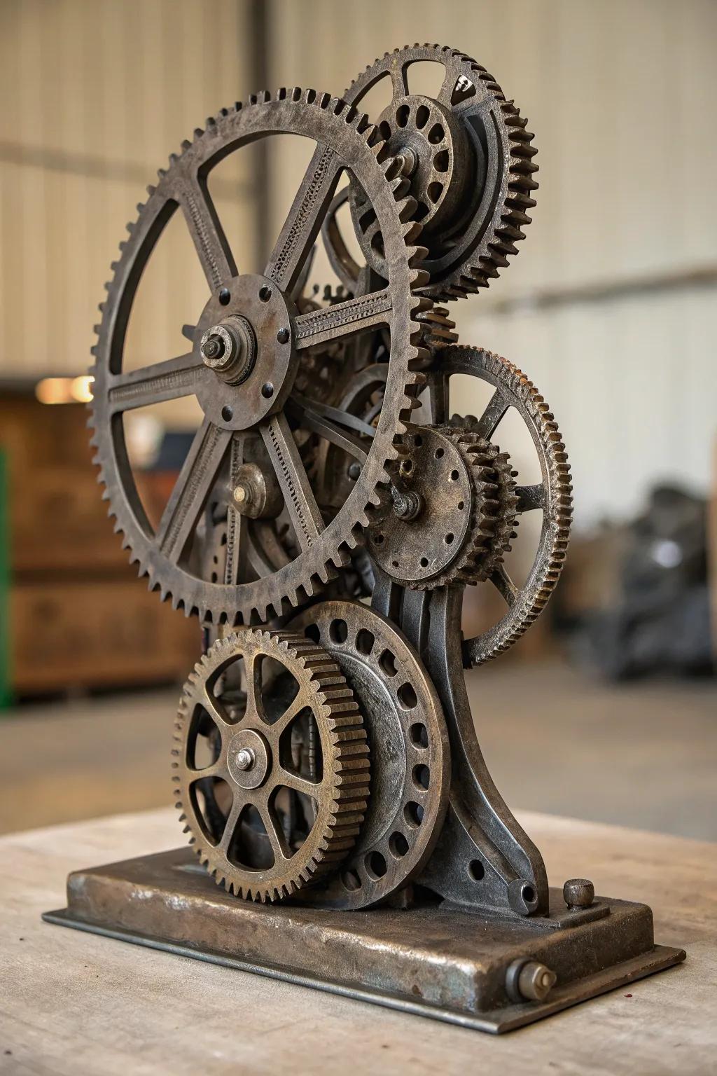 Mechanized sculptures furnish a singular artistic flair to steampunk areas.