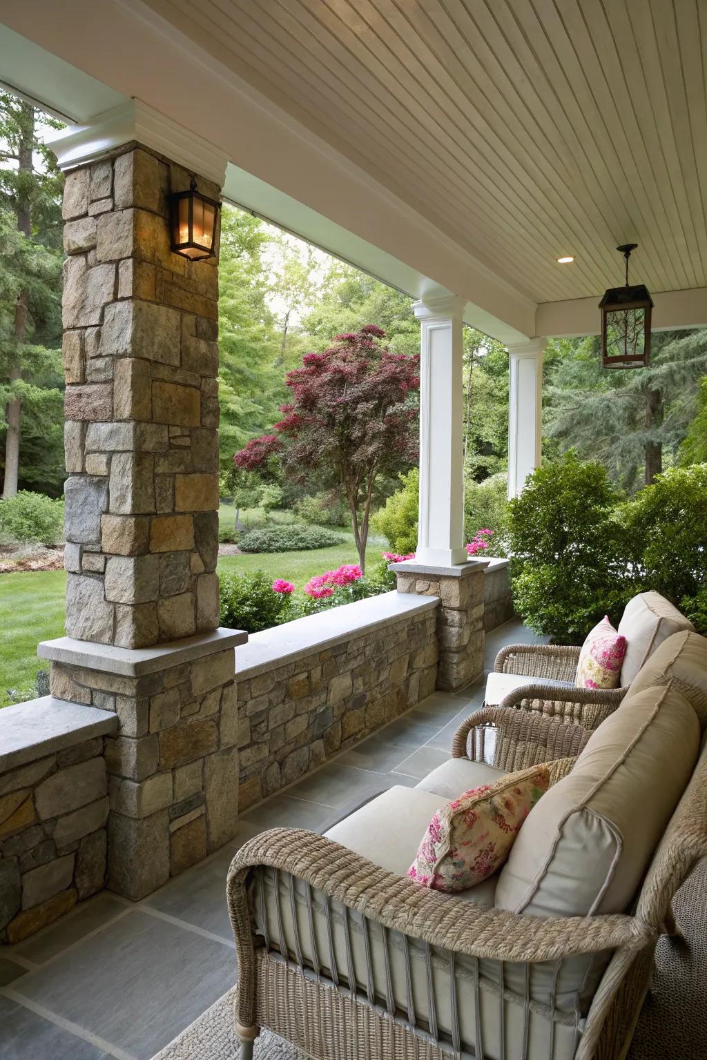 Stone half-walls forge a snug, intimate space.
