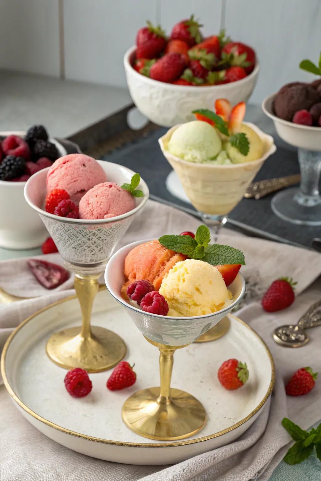 An assortment of vibrant summer sorbets.