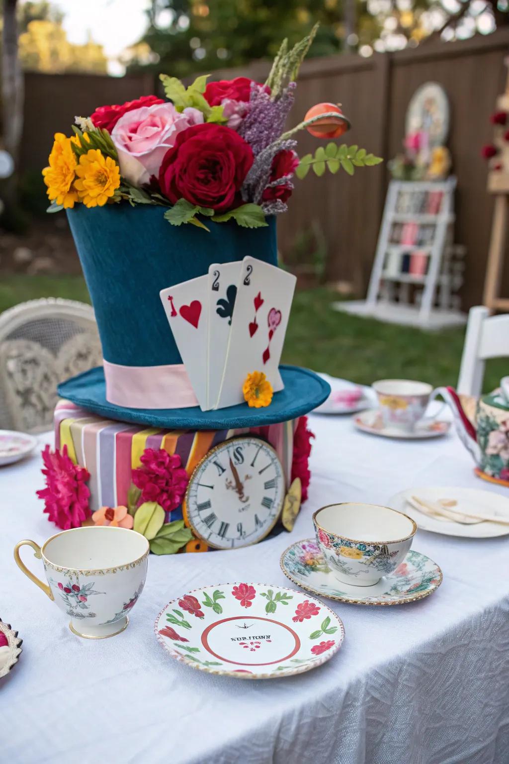 A whimsical theme like Alice in Wonderland adds enchantment to the party.