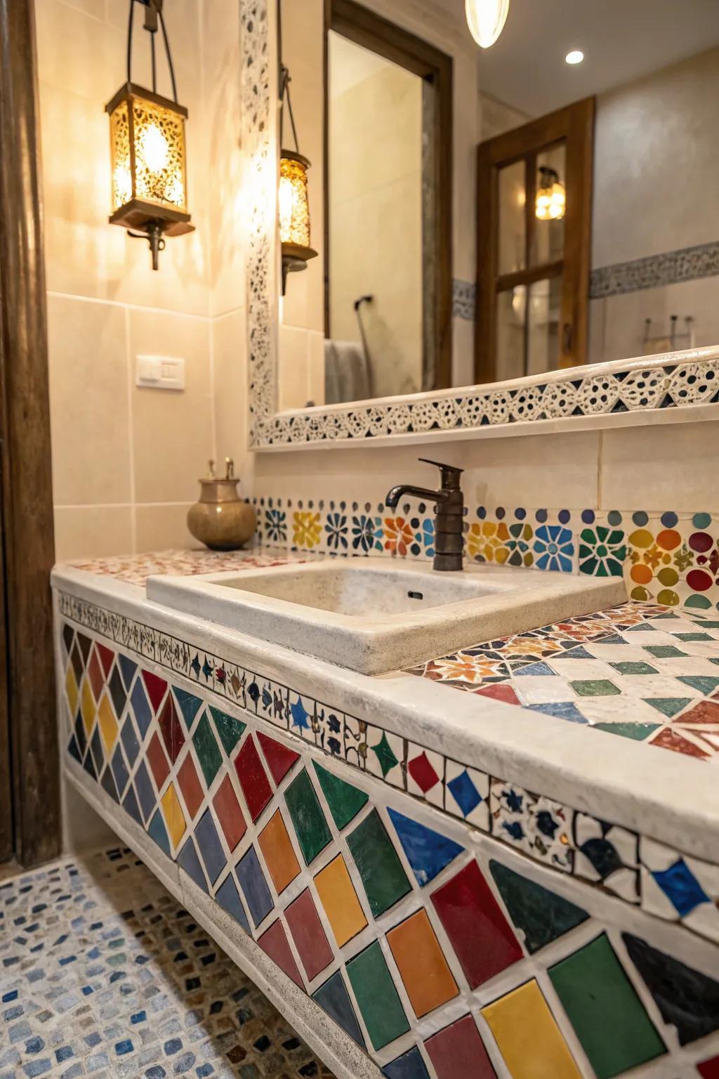 Zellige tiles deliver exotic allure and texture.