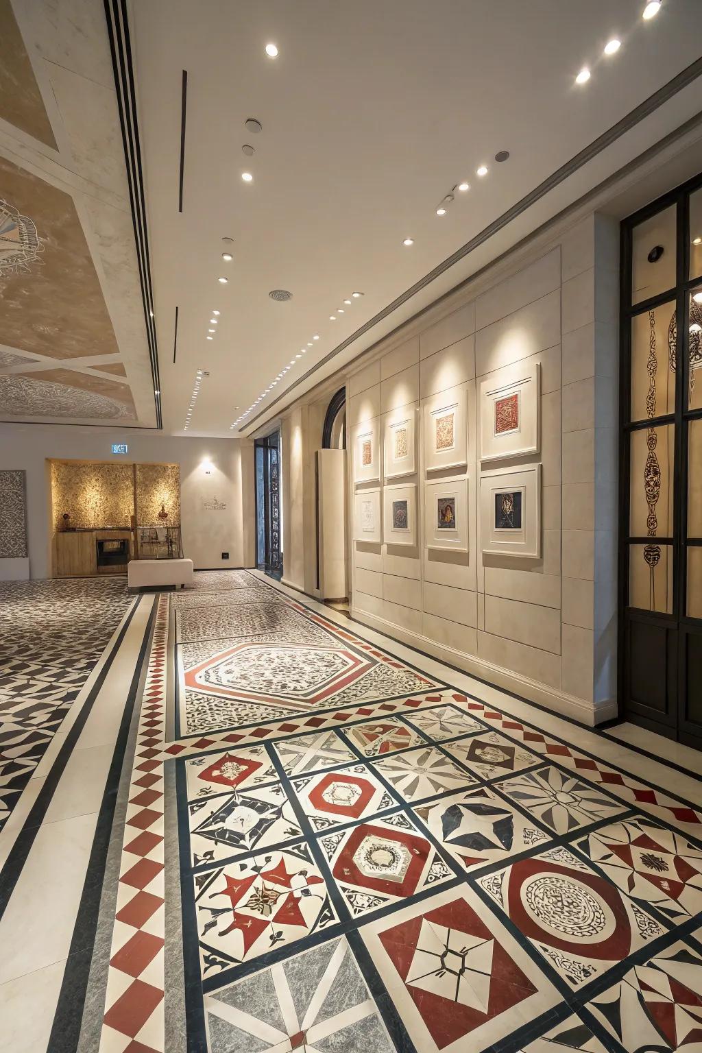 Create a statement through graphic geometric tiles.