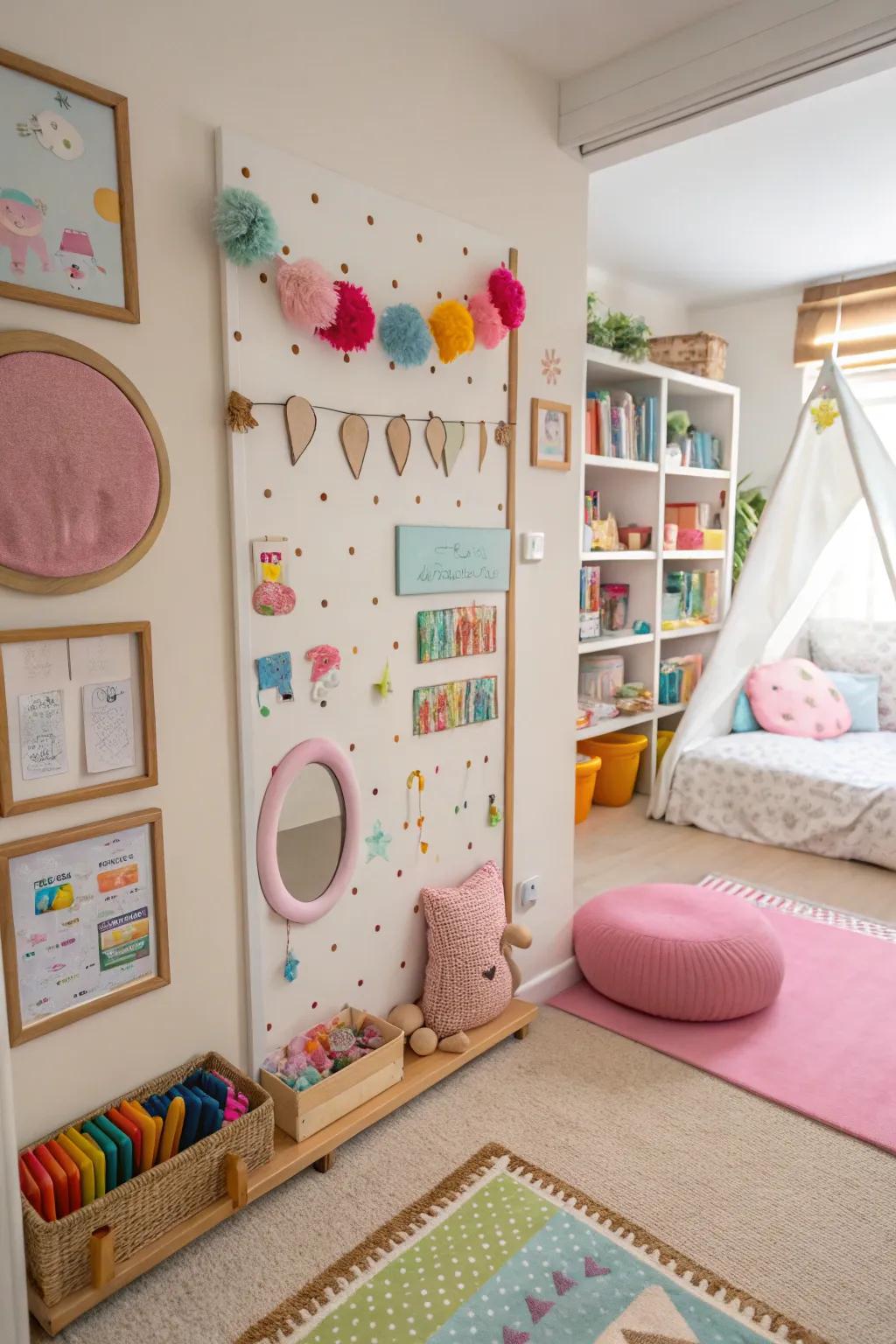 A sensory encounter partition encourages exploration.