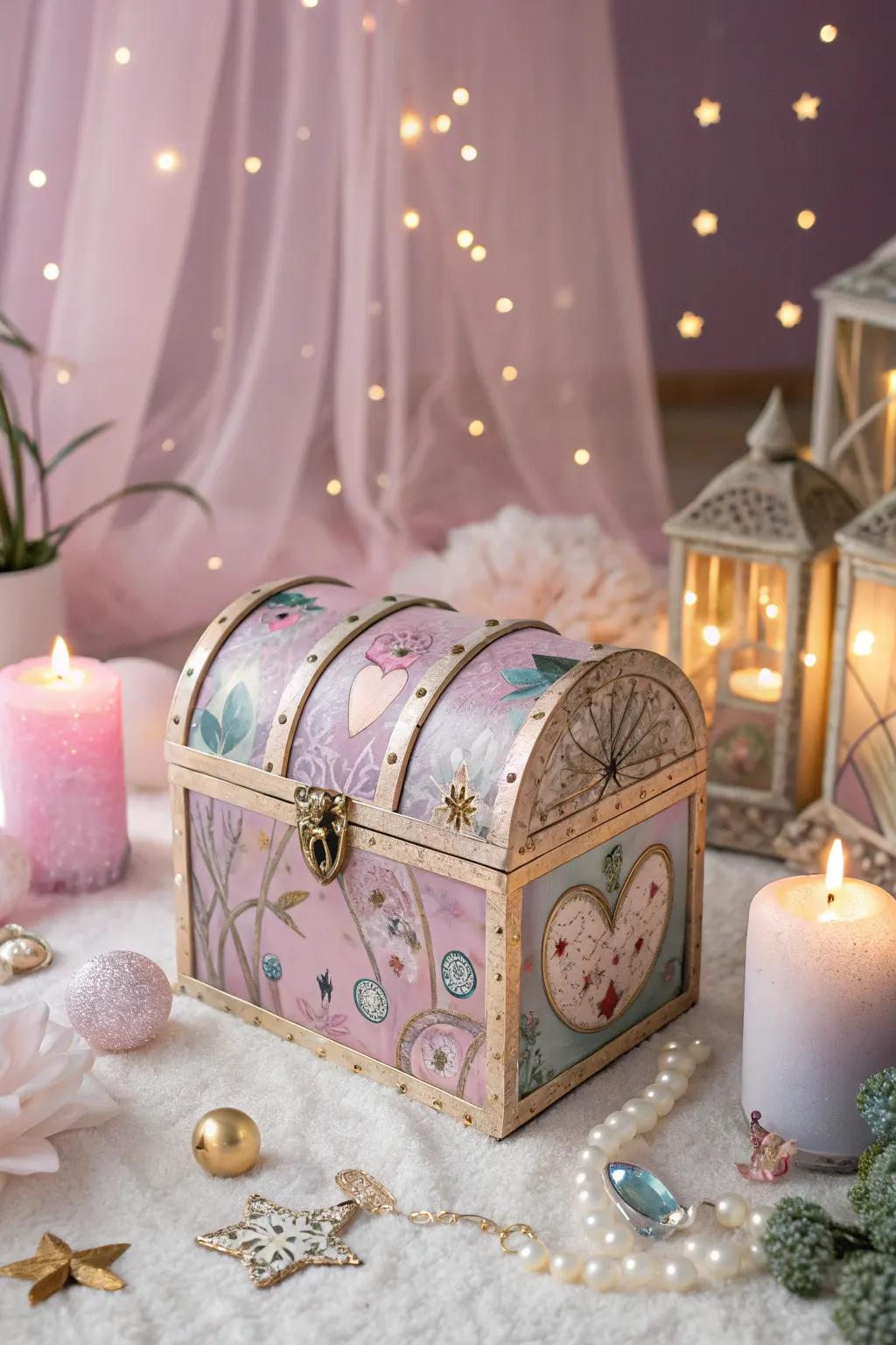 Magical motifs metamorphose your treasure chest into a fairy tale reverie.