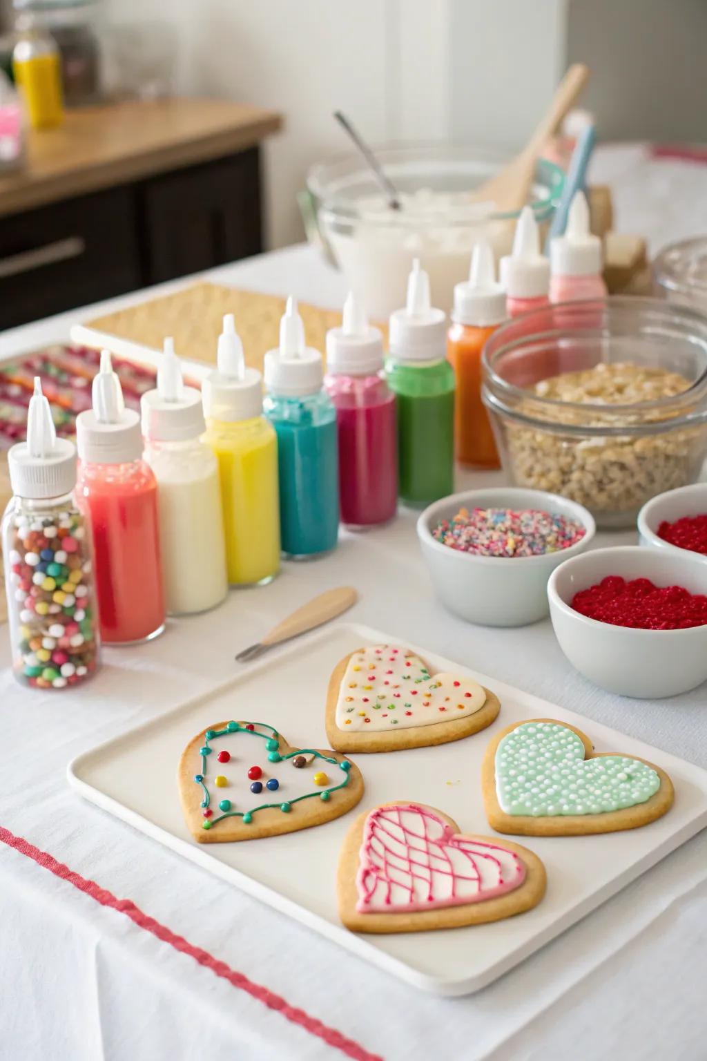 A playful DIY sugary treat ornamentation station for a creative finish.