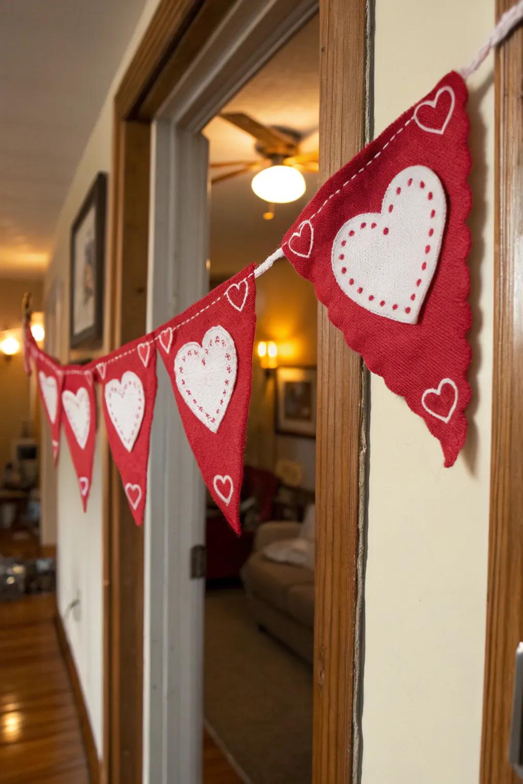 A textile heart pennon contributes a snug and inviting touch to your entrance.
