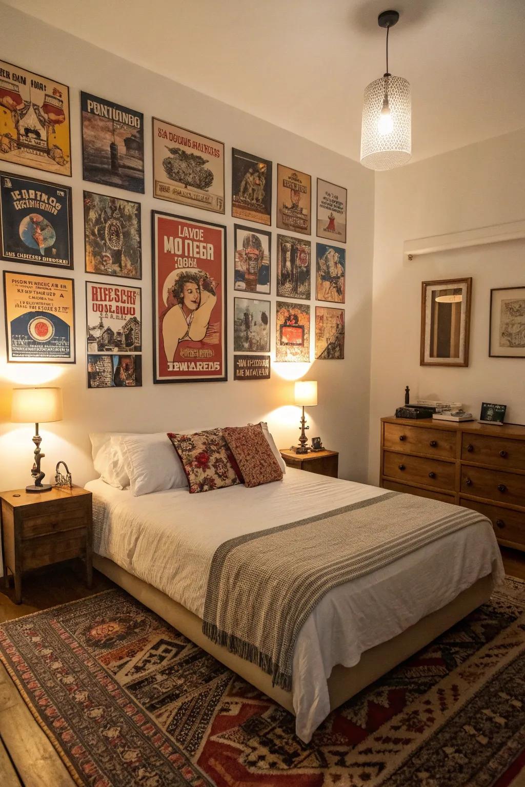 Classic advertisements add timeless charm to your bedroom.