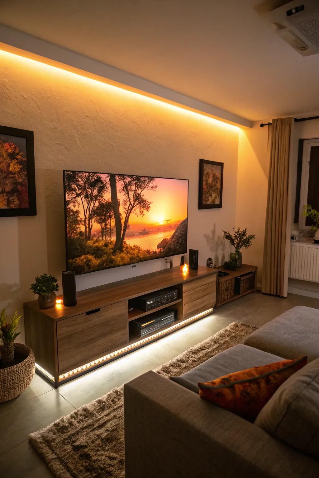 Ambient glow can establish the ideal ambiance encircling your TV.