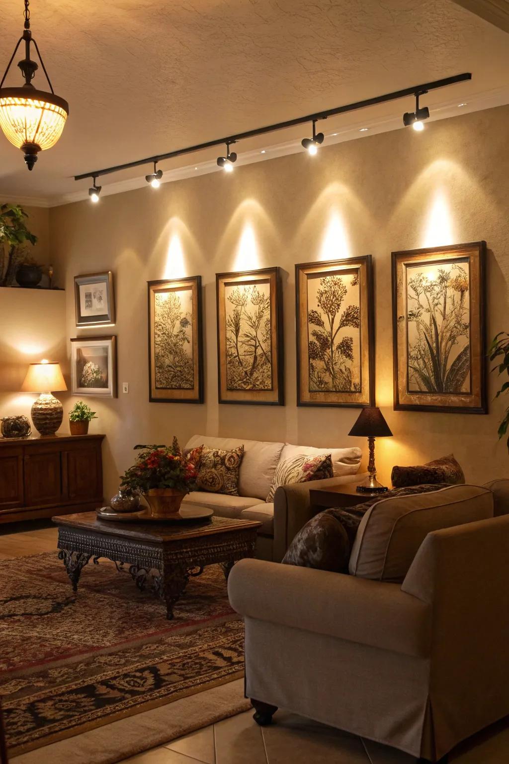 Art illumination enhances the aesthetics and impact of your selections.