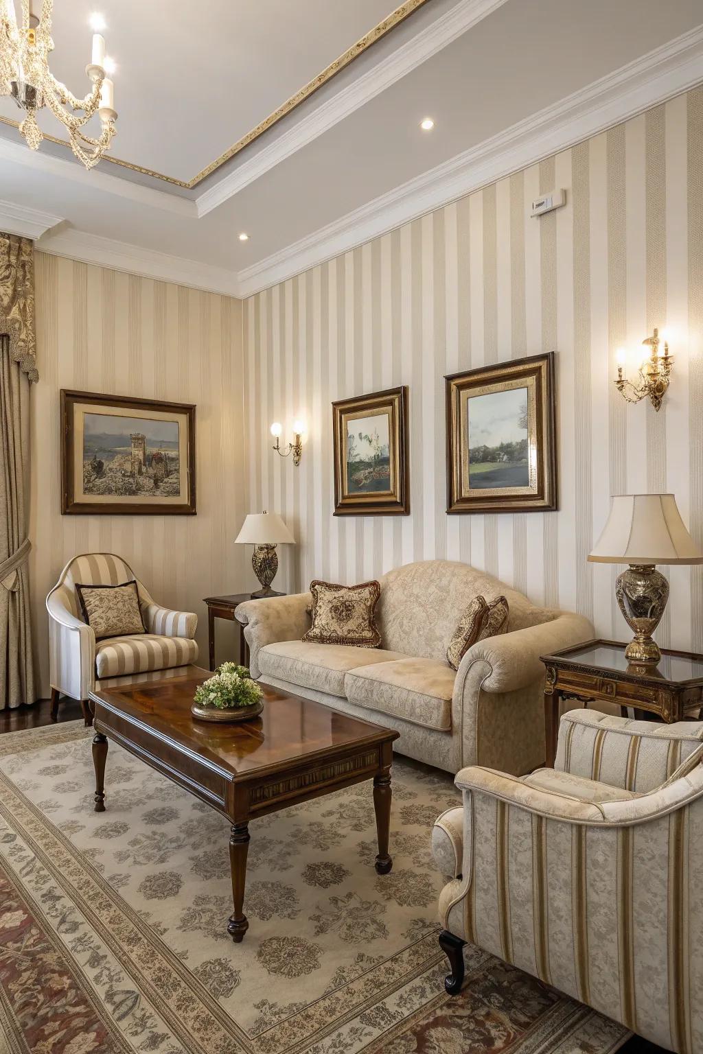 Achieve ageless elegance with the simplicity of banded wallpaper.