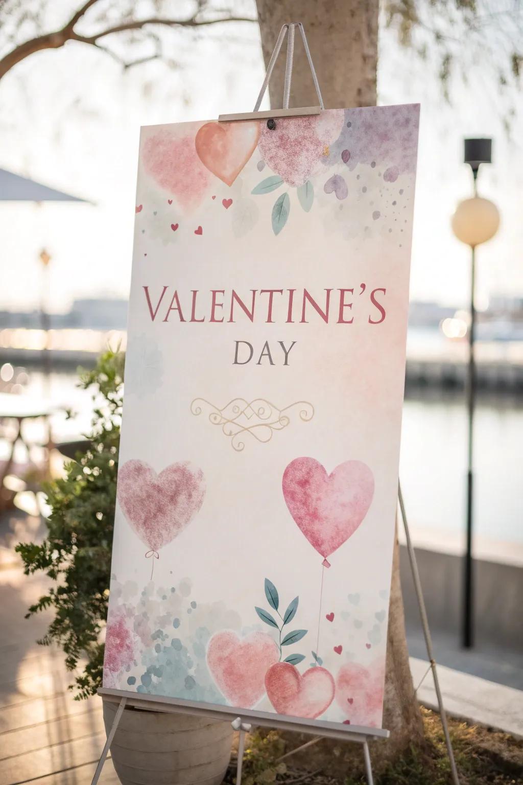A whimsical Valentine's poster through dreamy watercolor impress.