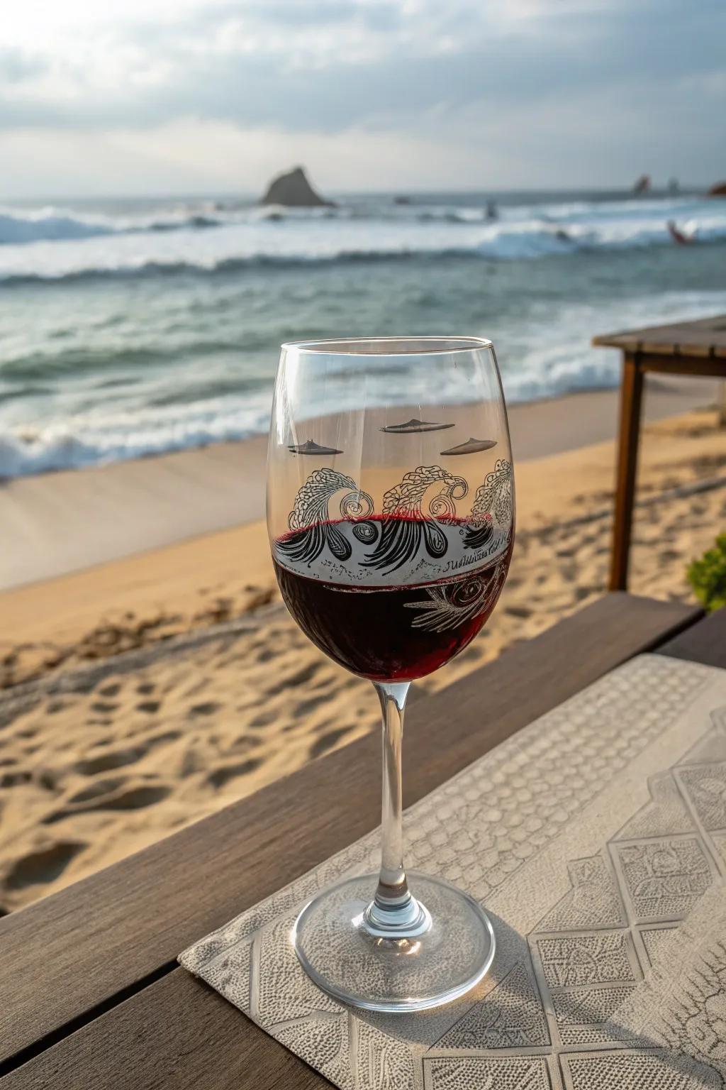 Oceanic ripples bestowing your wine glass selection with a coastal allure.