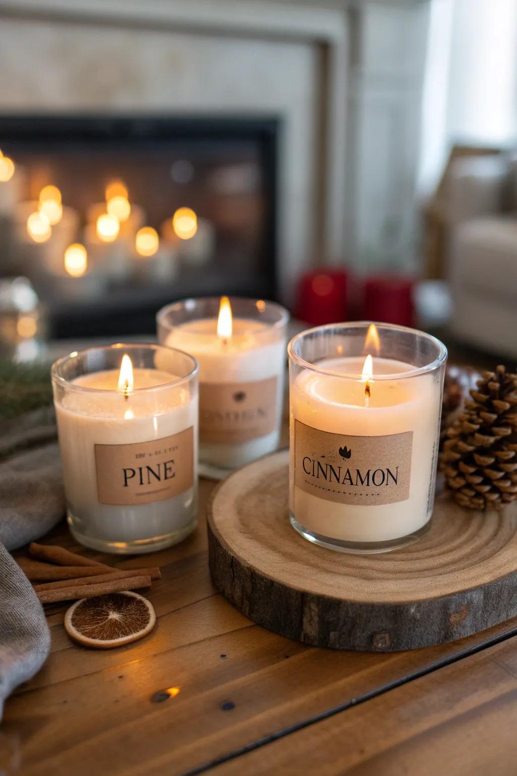 Winter perfumed flames to enhance the cozy atmosphere.