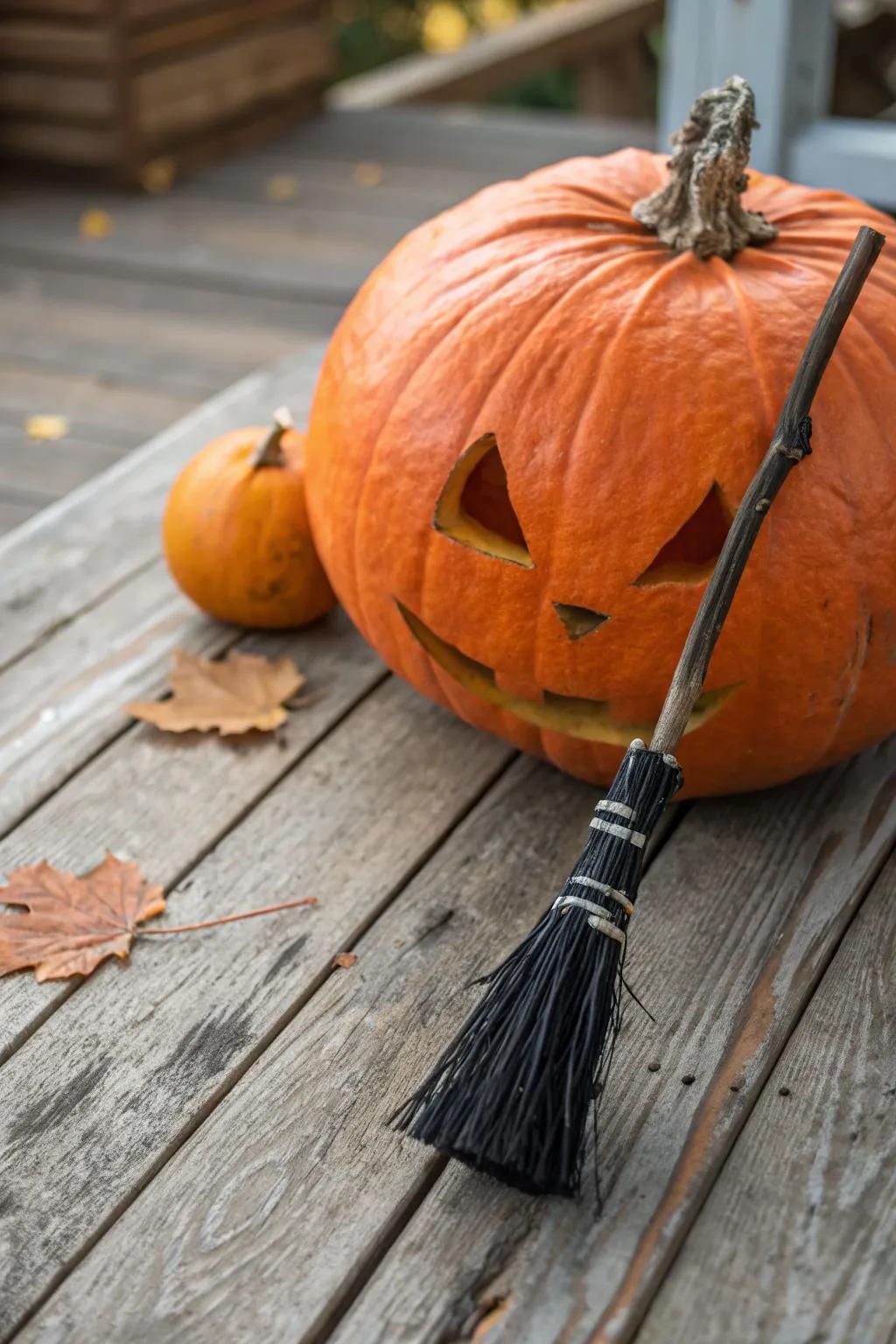 Gourd with a winsome scaled-down enchantress besom.