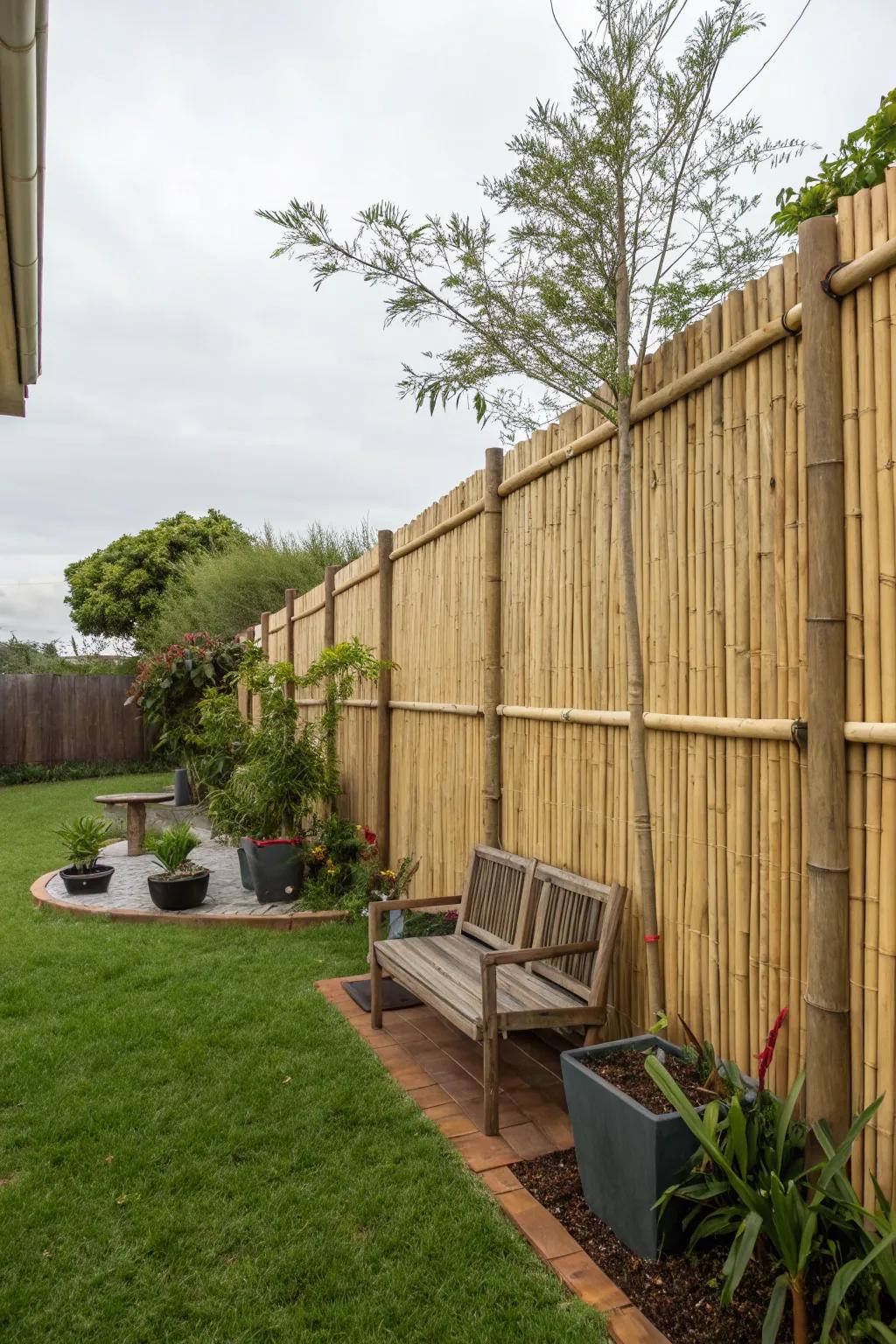 Organic fencing offering privacy and an exotic touch.
