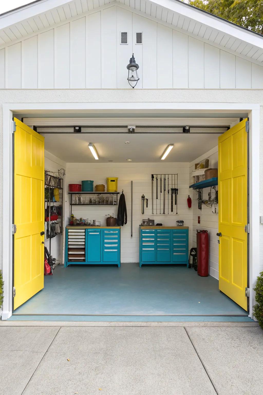 Define your garage's functional areas through judicious implementation of color schemes.