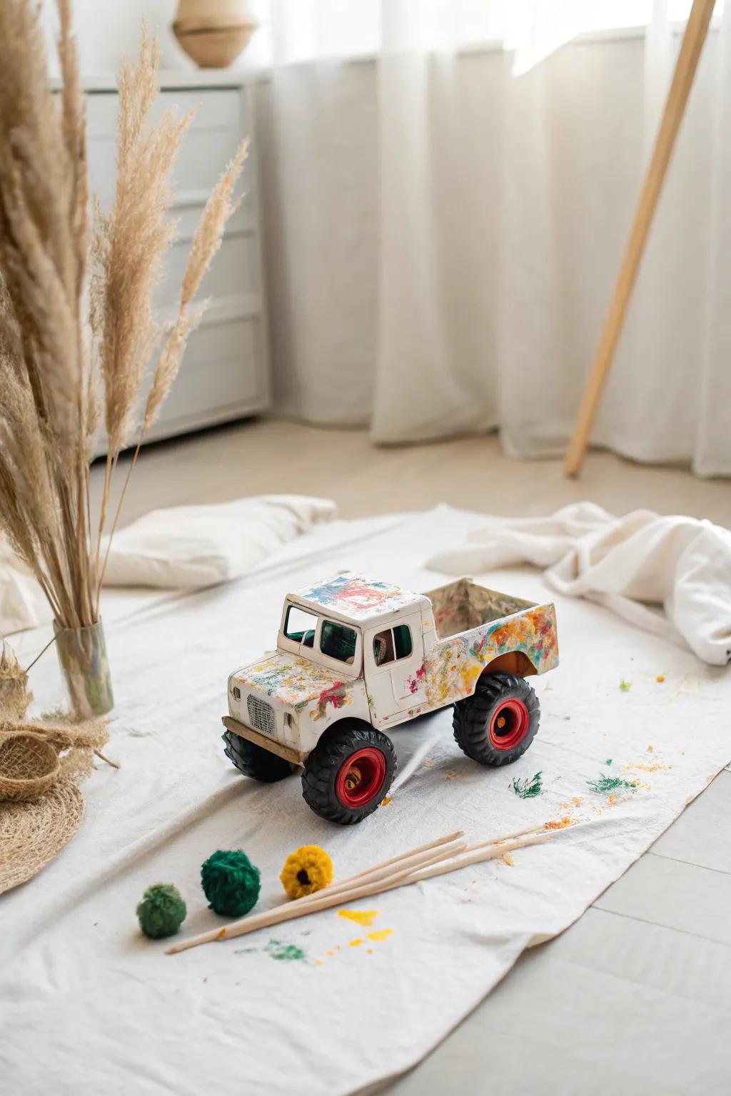 Tiny wheels, big creativity: Embrace the joy of paint without the dirt!