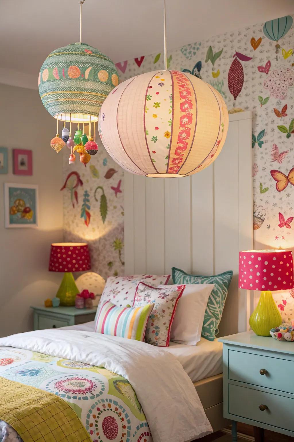 Playful illumination elements inject character and illuminate the room with charm.