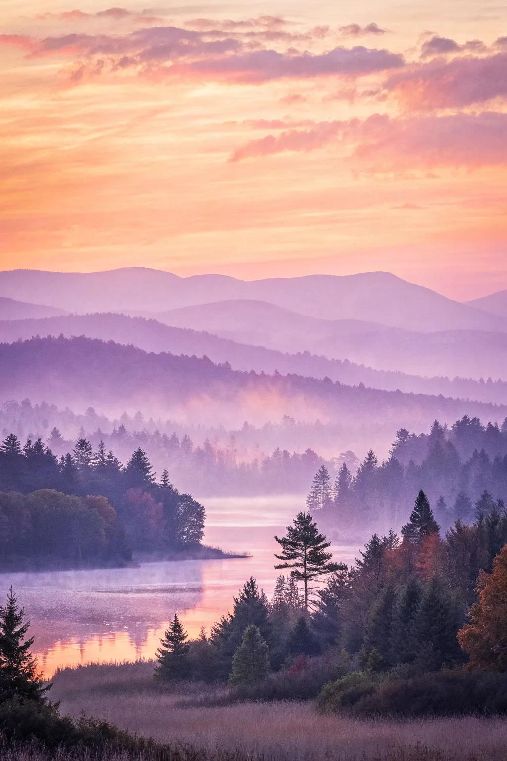 An abstract watercolor with dreamy dusk hues.