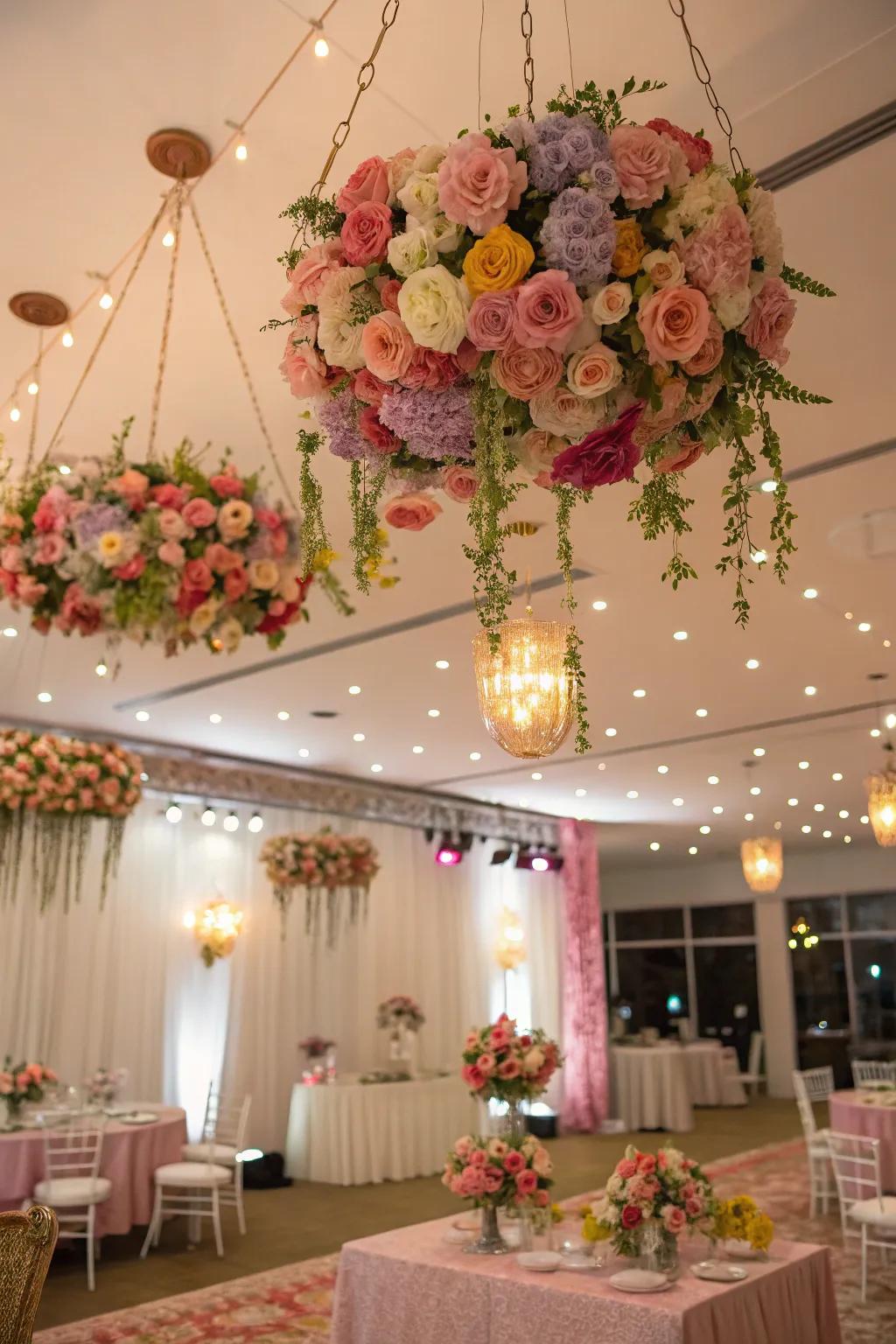 Introduce whimsy with suspended blossom compositions.