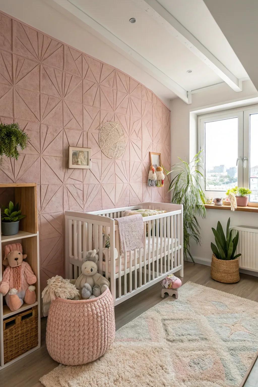 A feature wall introduces depth and visual interest to the space.