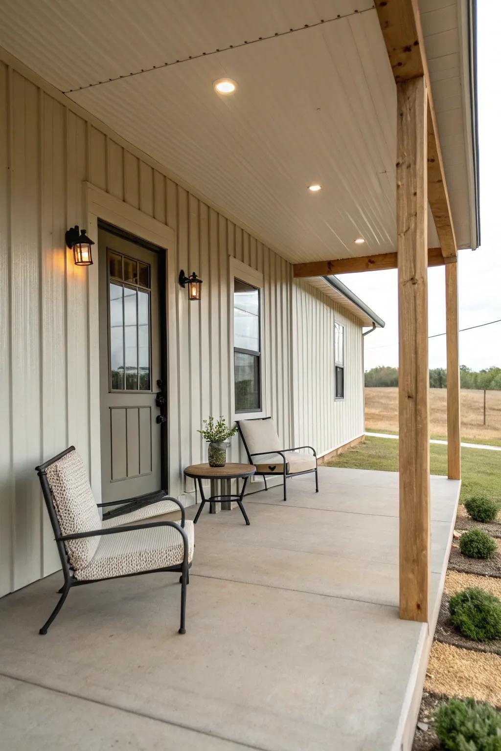 A minimalist veranda proffers a tranquil and soothing retreat.