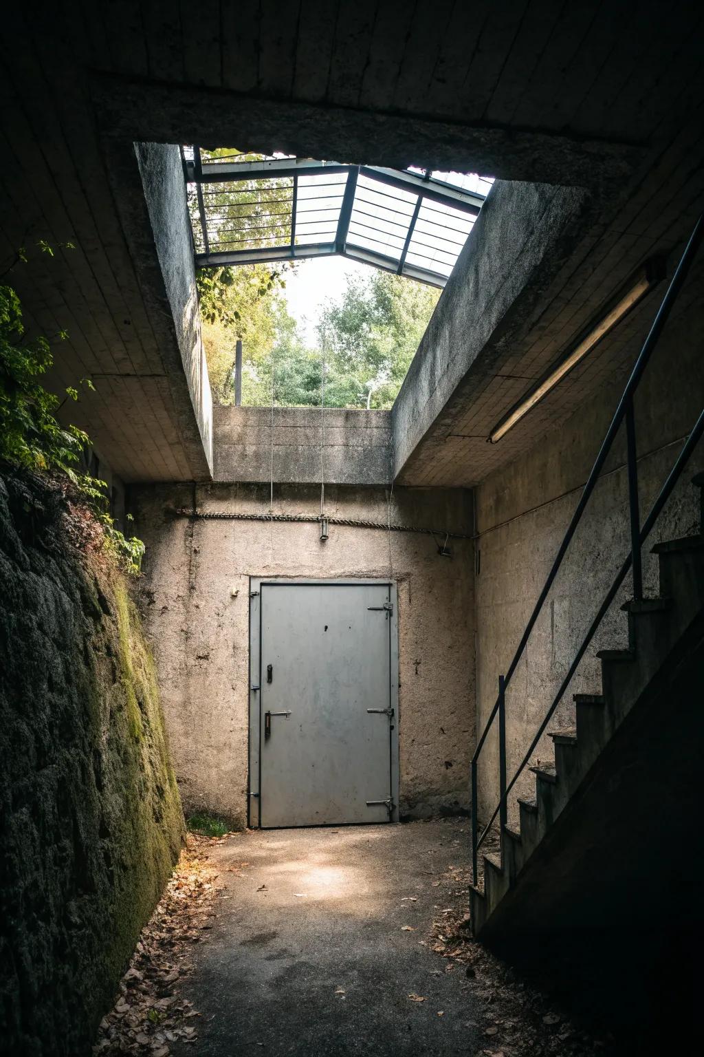 The entrance is flooded with light thanks to a skylight.