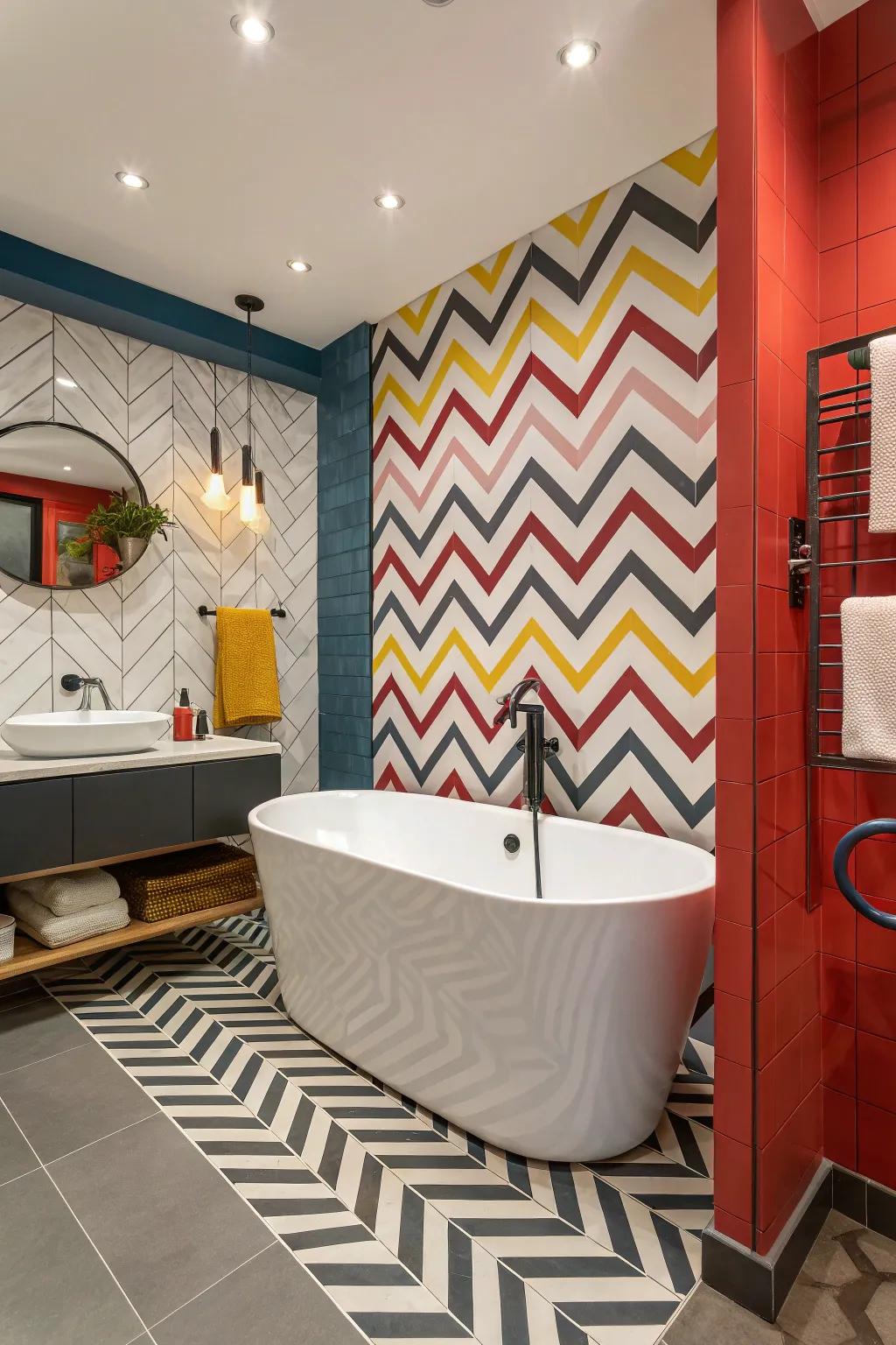 Dynamic flair with audacious zigzag motif tiling