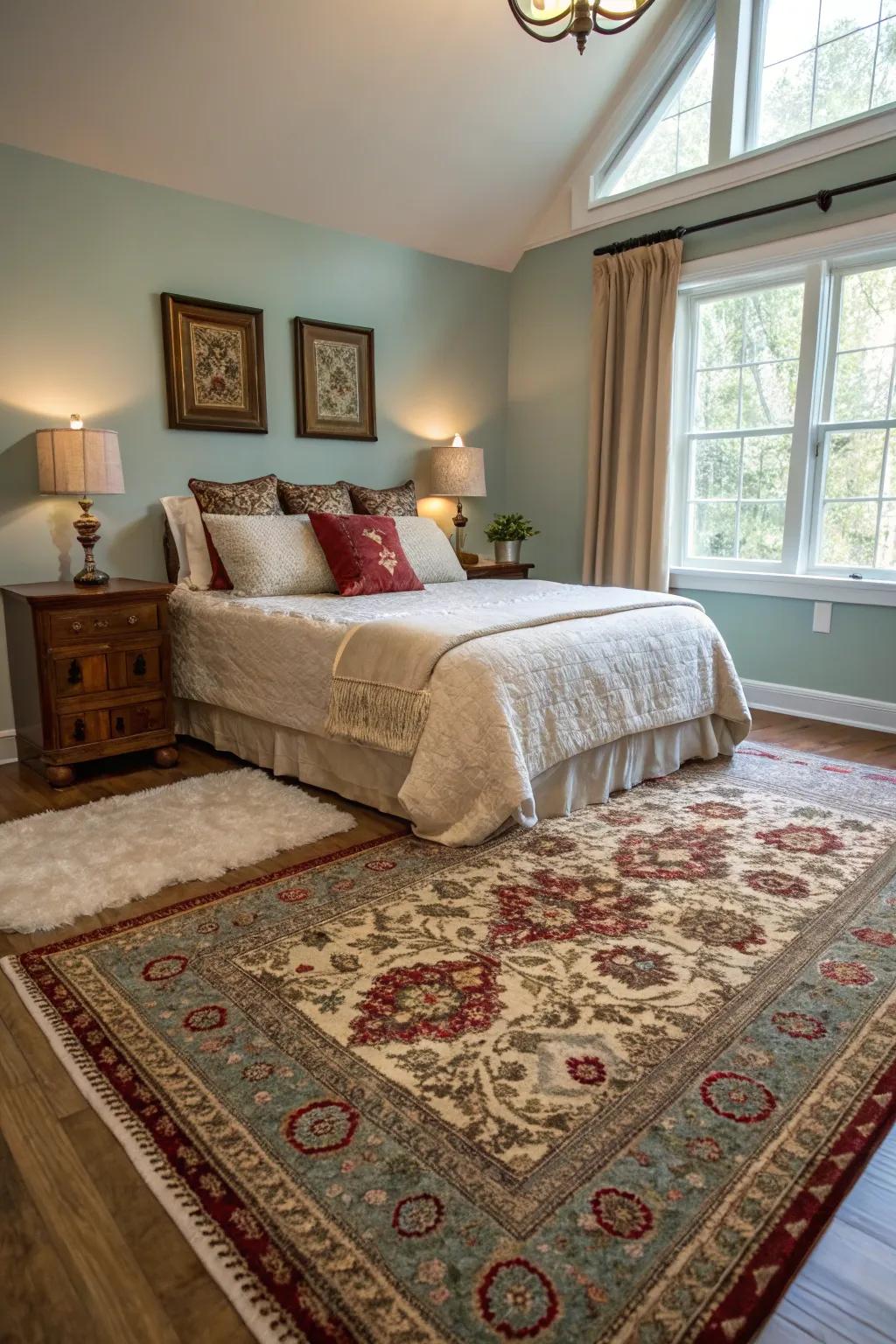 Weave rugs introduce texture and warmth to this inviting bedroom.