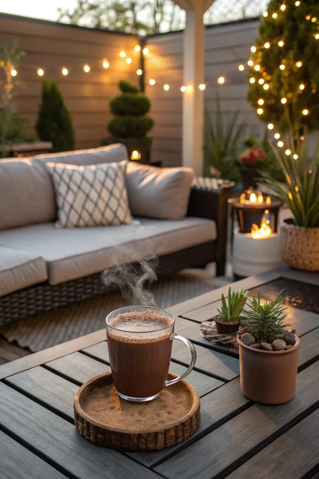 Tepid libations furnish warmth and solace on chilly days.