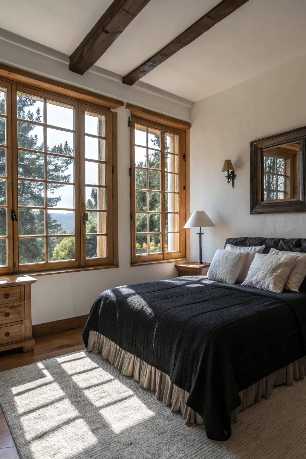 Stabilizing black bedding with natural illumination.