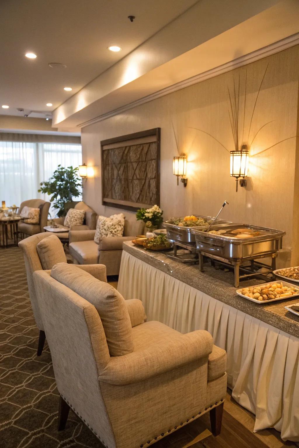 A relaxing area encourages guests to pause and appreciate the event.