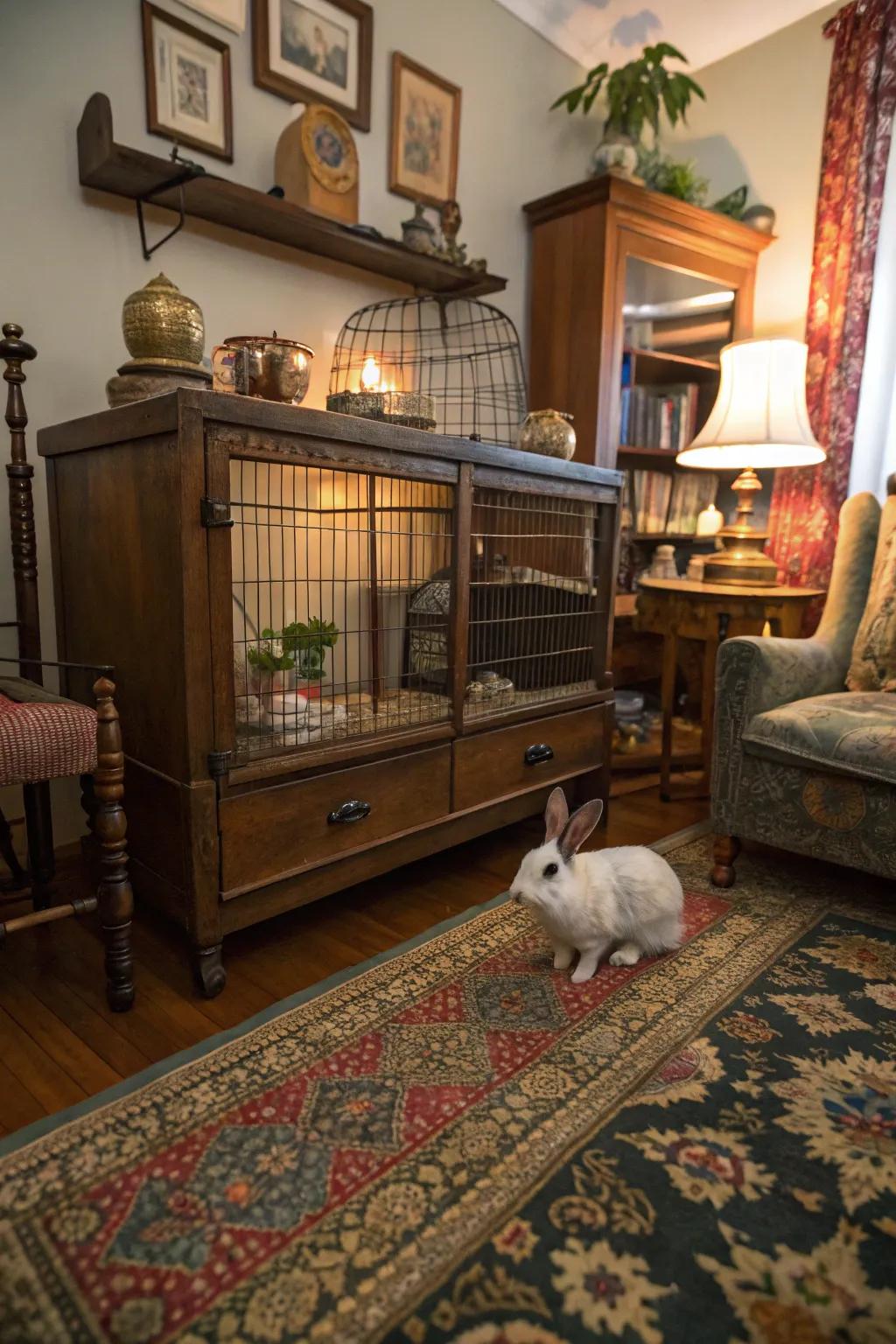 Retro atmospheres inject charm and individuality into the bunny's area.