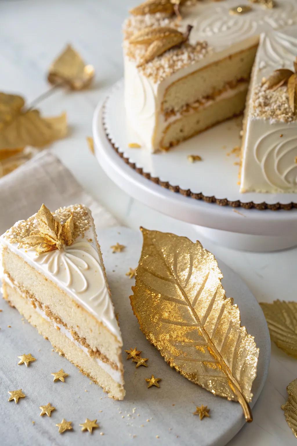 Delicate gold leaf adds a luxurious sensation to your dessert presentation.