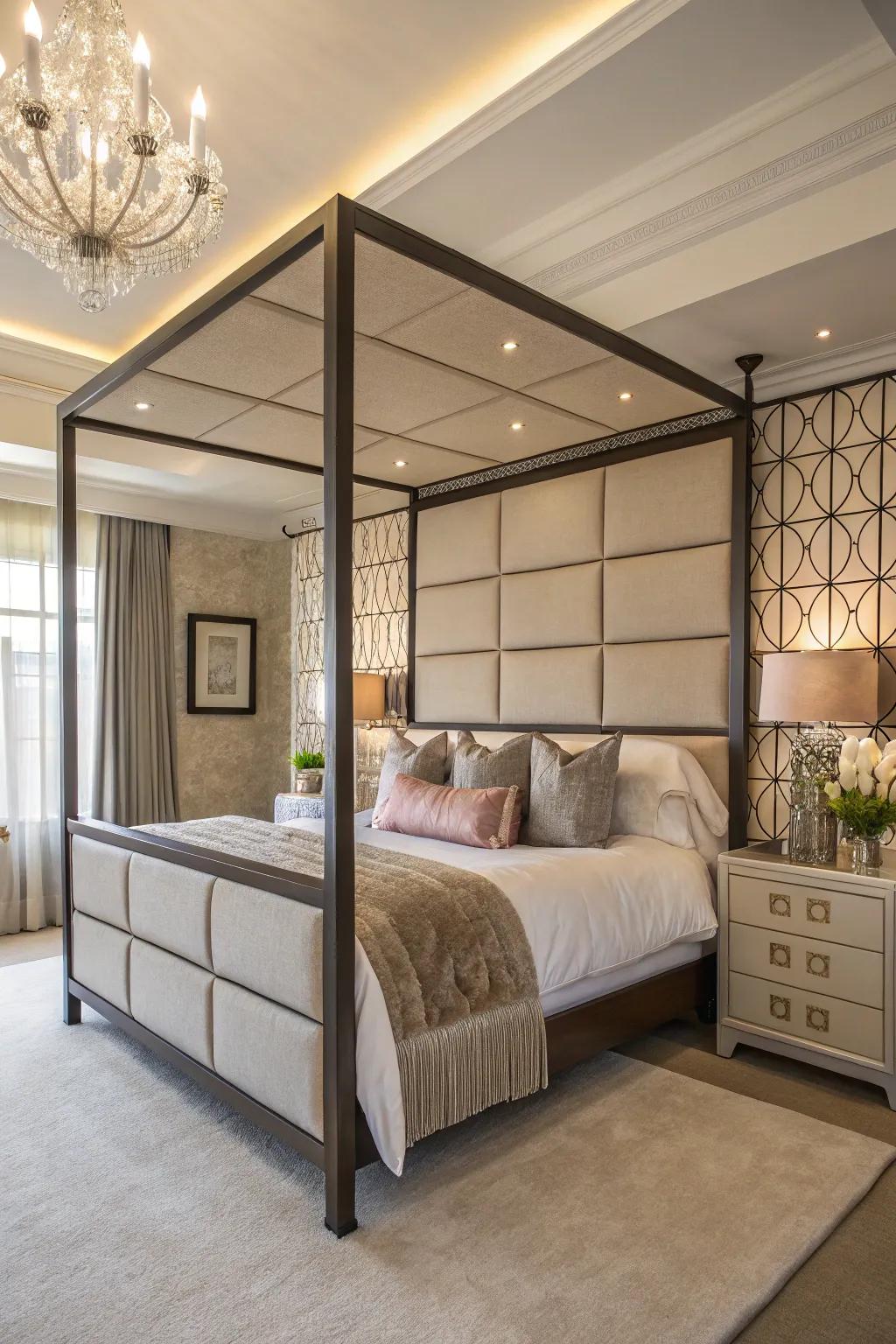 Modular panels permit customizable four-poster design.