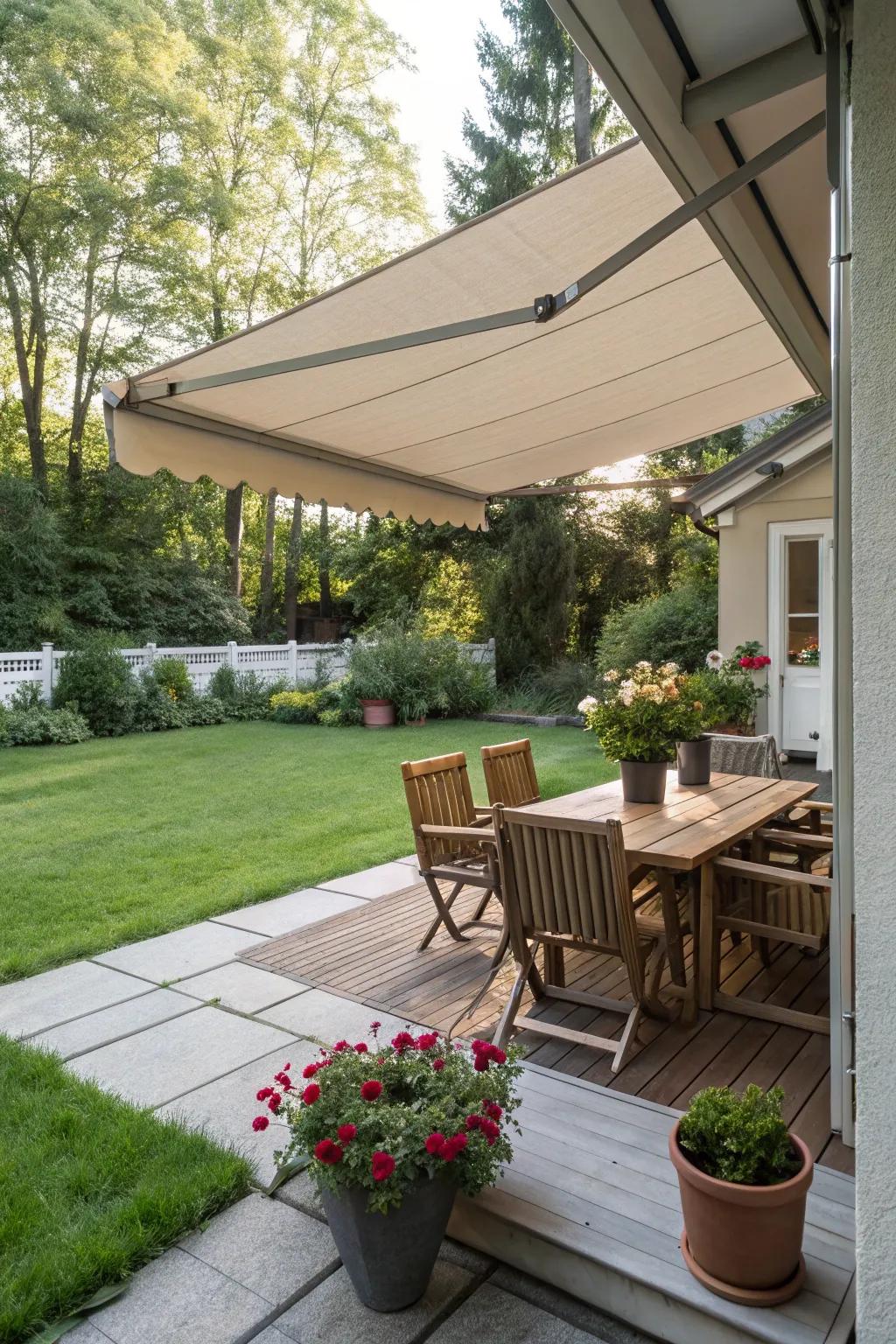 A shaded space offers shade and flair to your patio.