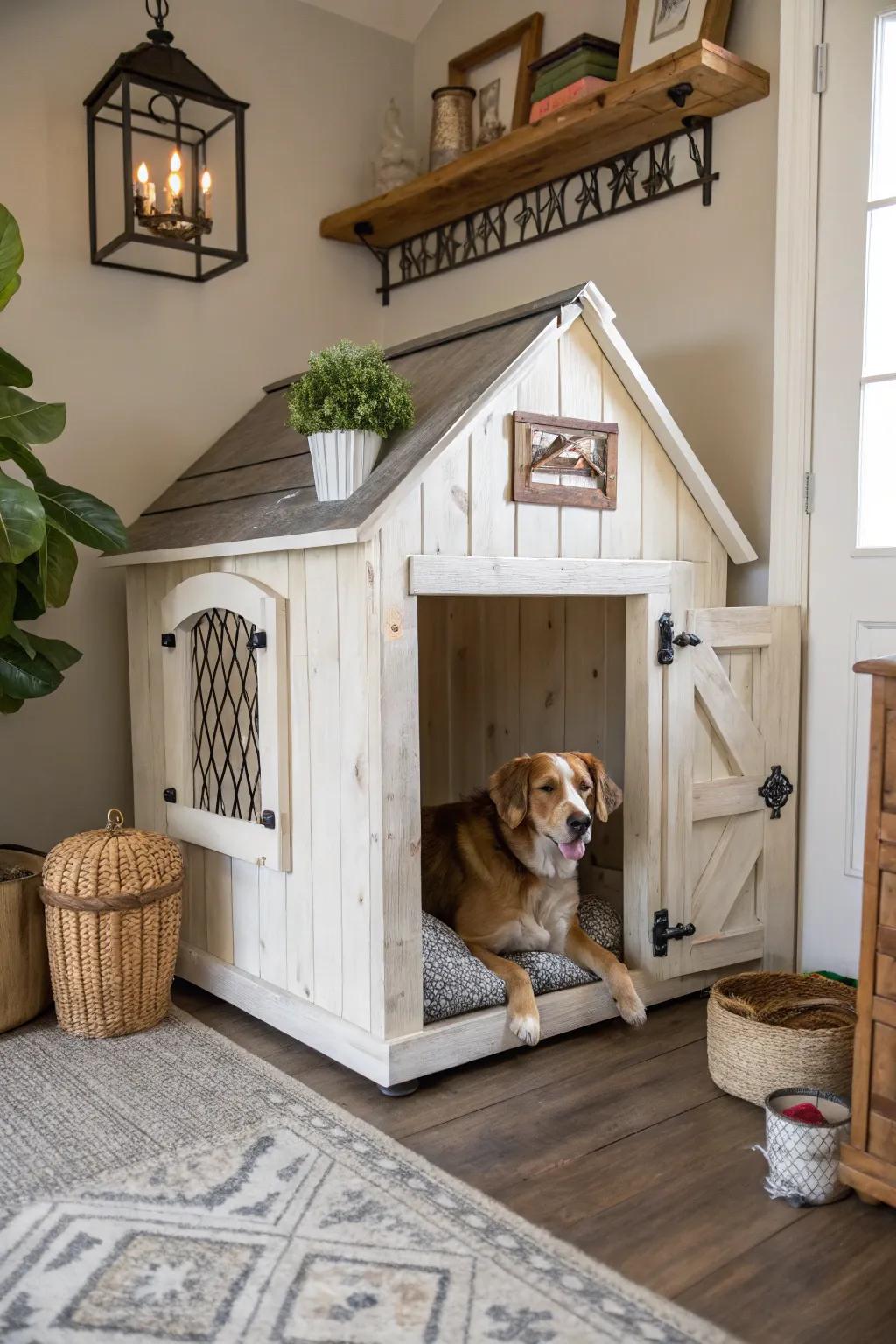 Bring farmhouse charm into your home with this kennel design.