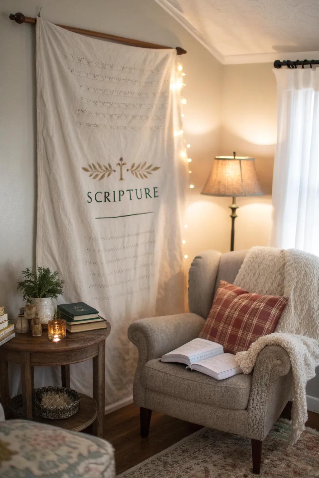 Textured fabric adornments enhancing cozy warmth.