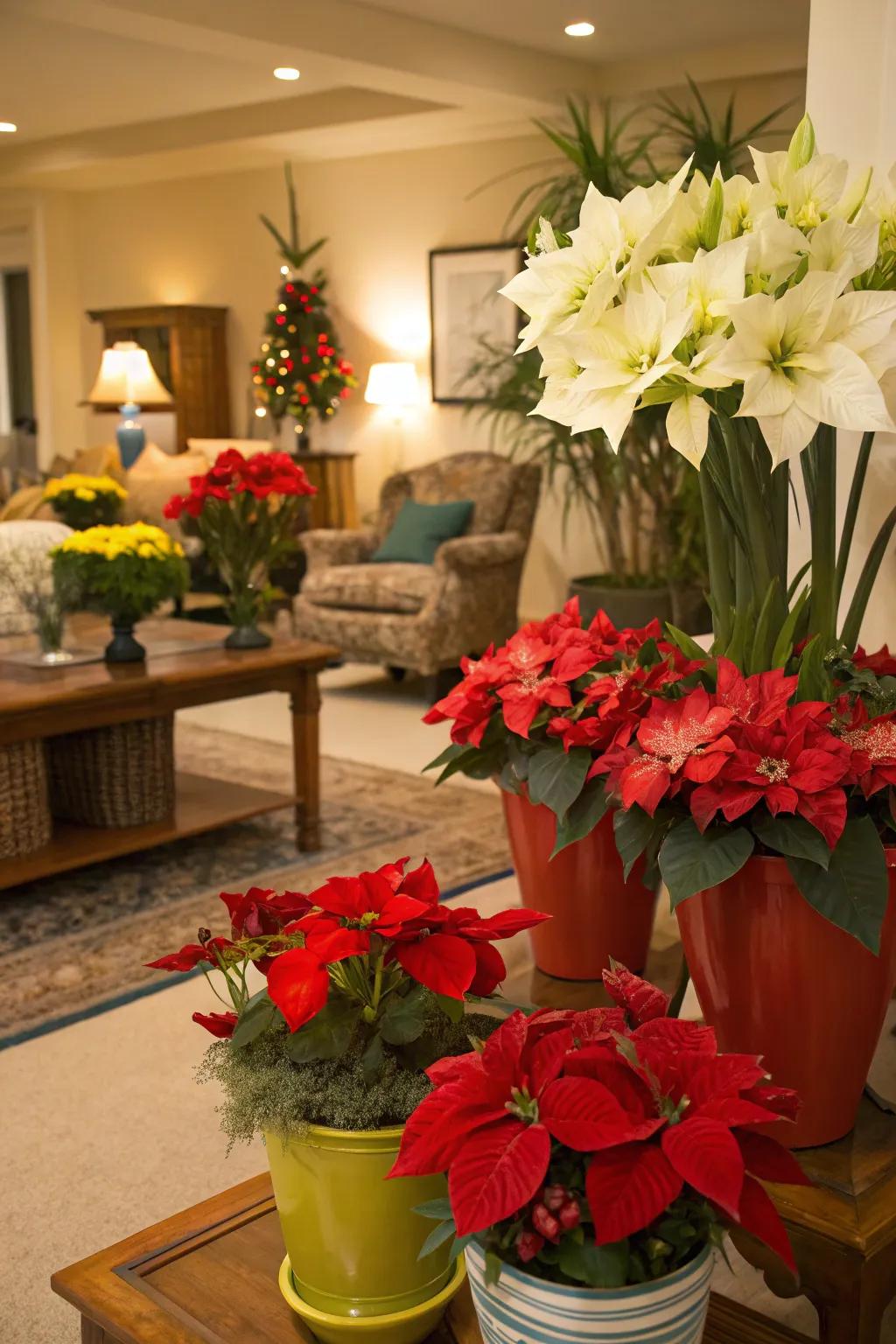 Seasonal blossoms brighten any space with festive color.