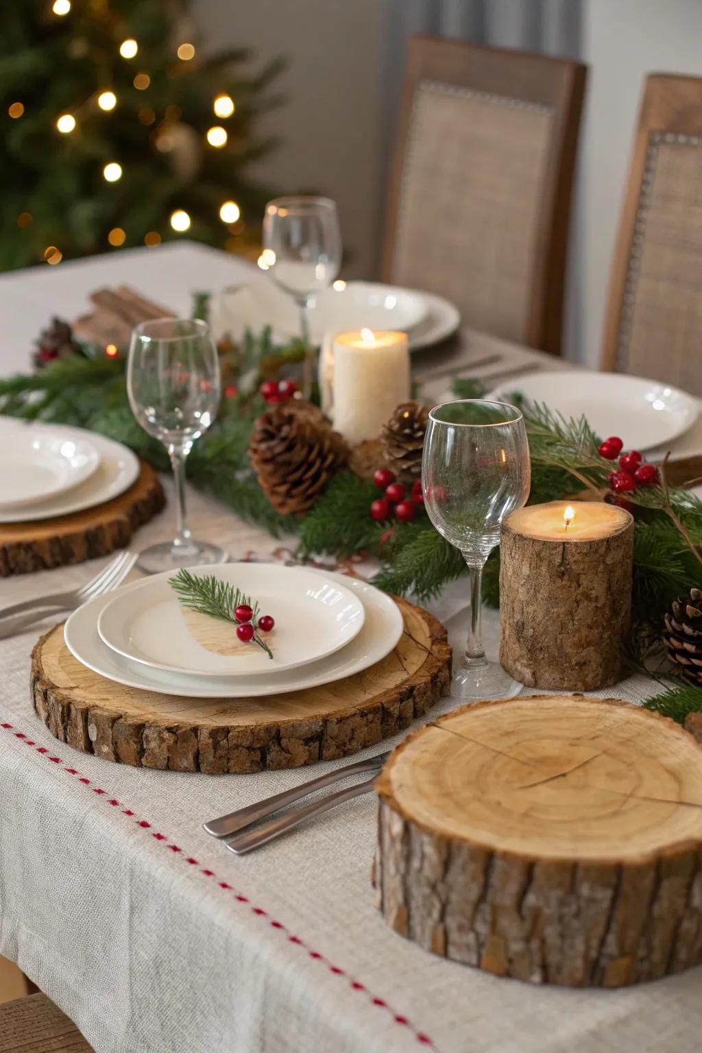 Natural wood components contribute provincial cordiality to the table.