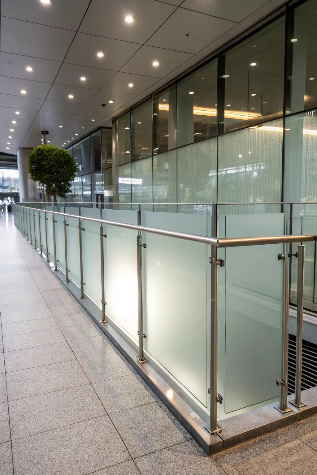 Chilled glass panels offer privacy with elegance.