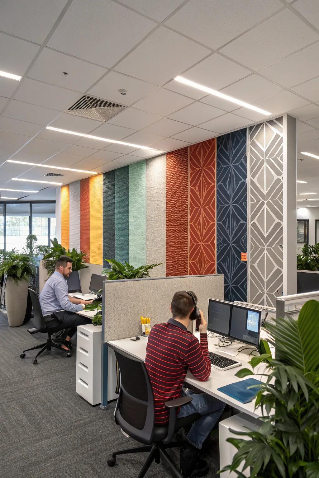 An office that uses sound management solutions for a quieter atmosphere.