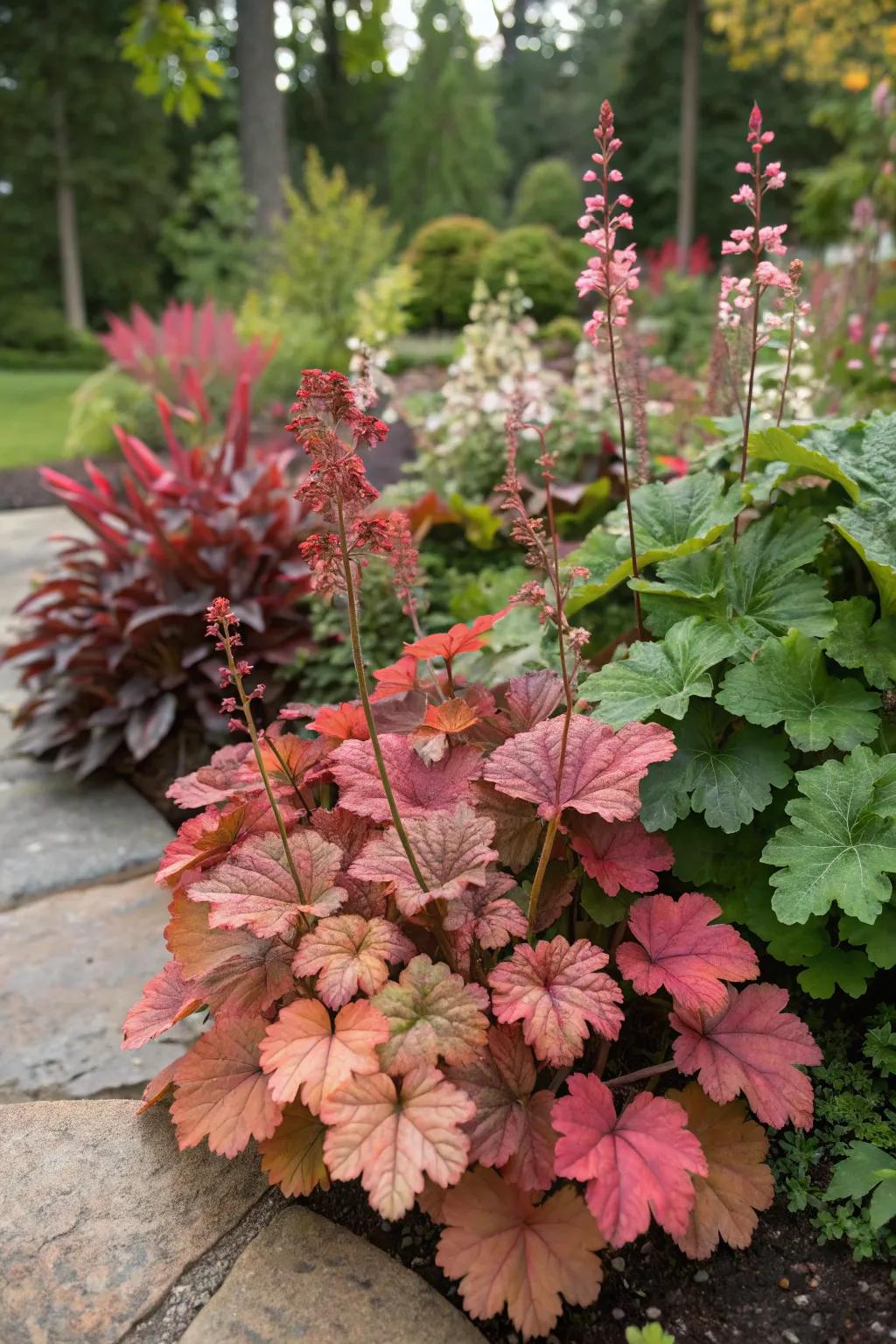 Melody chimes displaying their evolving seasonal hues within the garden.